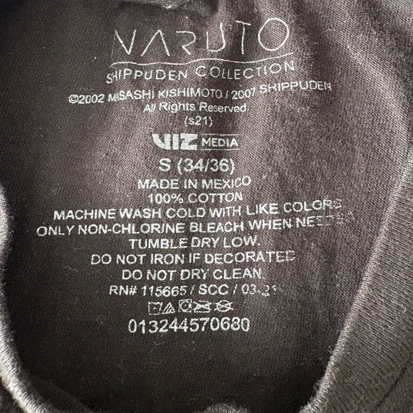 Black Naruto Graphic T Shirt Small - Picture 2 of 3